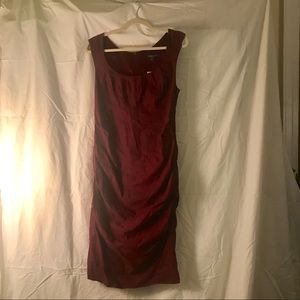 Eileen Fisher Cranberry Ruched Cocktail Dress